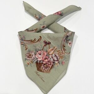 Ralph Lauren Basket Floral Scarf in Green and Pink
